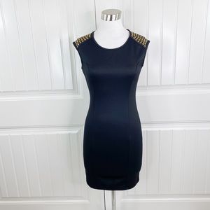 JustFab Black Bodycon Gold Metal Shoulder Dress S